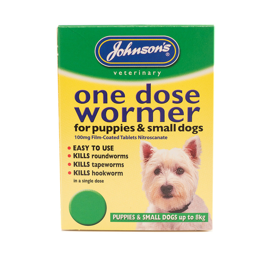 Johnsons One Dose Wormer For Small dogs and Puppies (Up to 8KG)