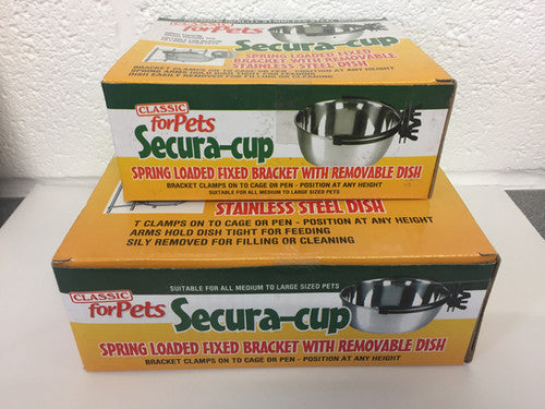 Classic Pets Secura-Cup Spring Loaded Fixed Bracket with Bowl 155mm Diameter Cup
