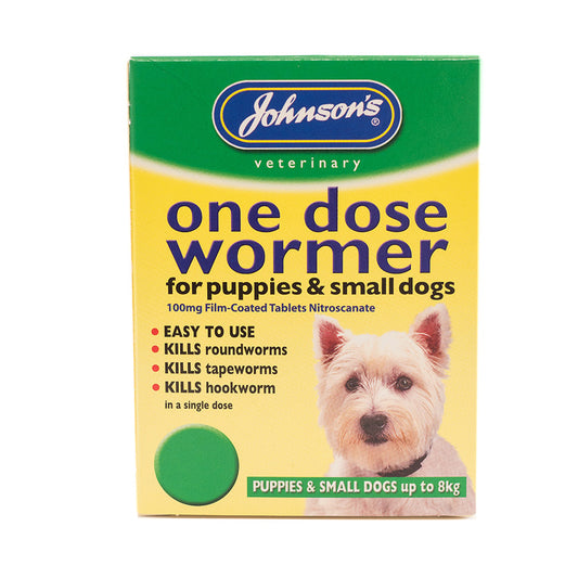 Johnsons One Dose Wormer For Small dogs and Puppies (Up to 8KG)