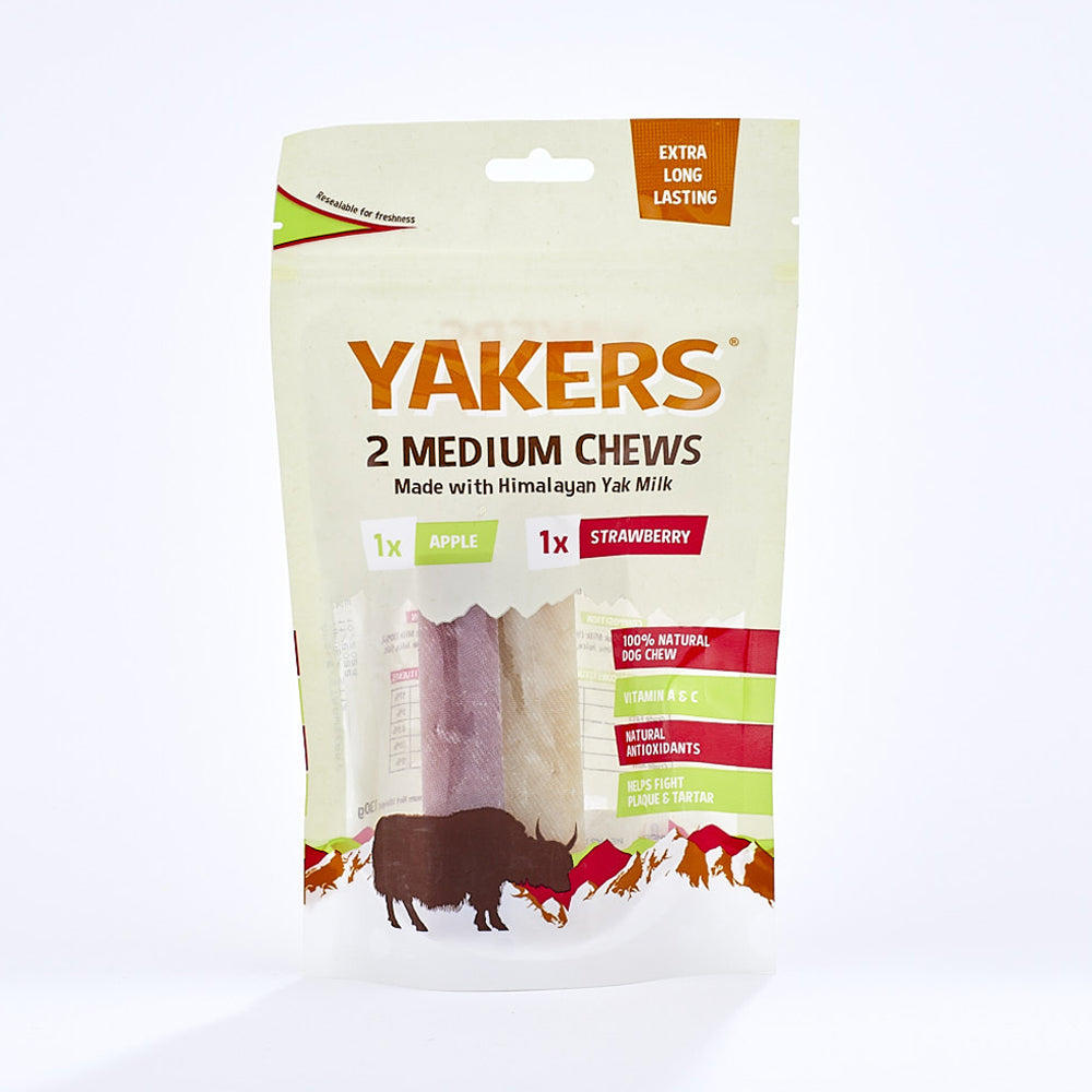 Yakers Apple & Strawberry Chew 2 Pack Dog Treats