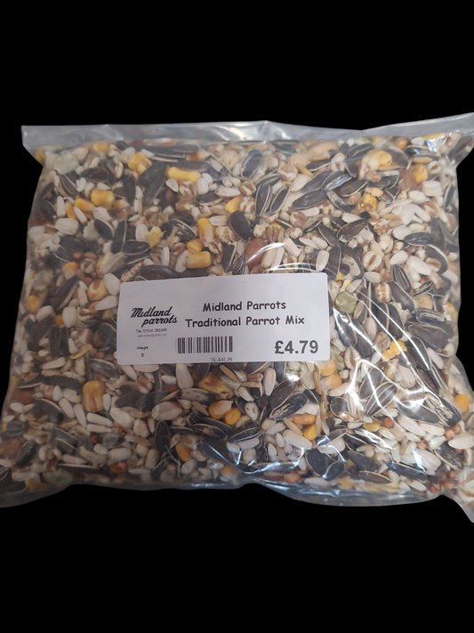 Midland Parrots Traditional Parrot Mix 1KG Parrot Food