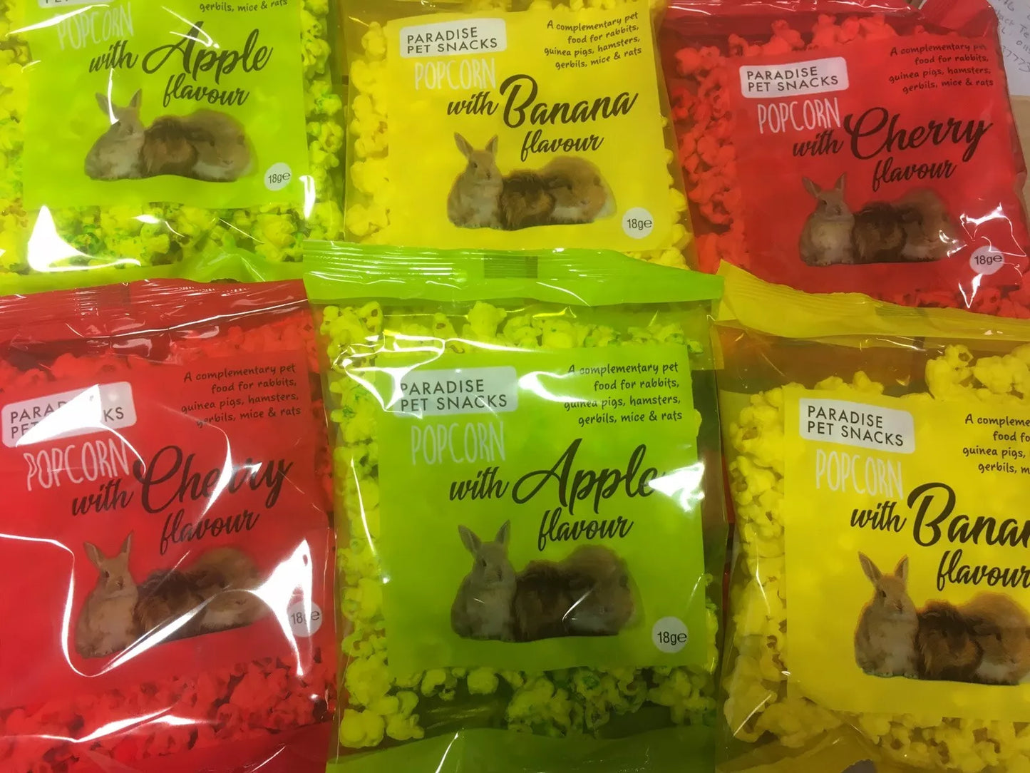 Paradise Pet Snacks Variety Pack Popcorn 3X18G Treats for Small Animals