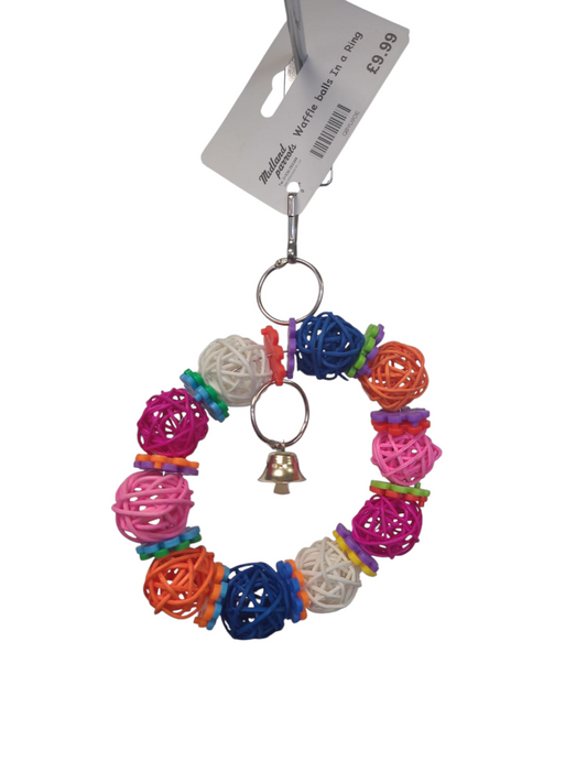 Waffle Balls In A Ring Parrot Toy