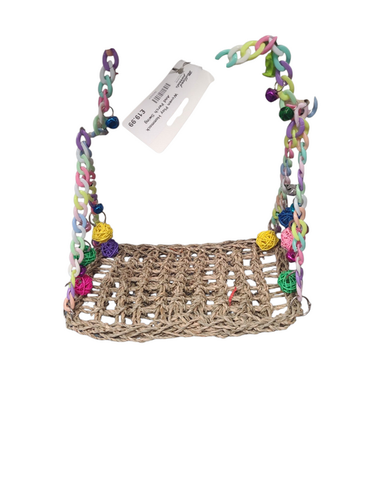 Woven Play Hammock and Perch Swing Parrot Toy