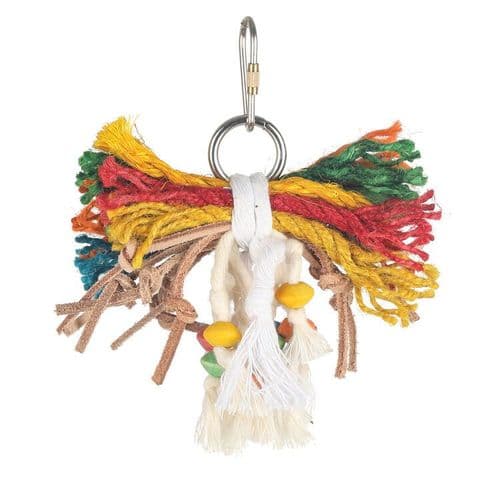 Leather & Rope Kabob Parrot Toy